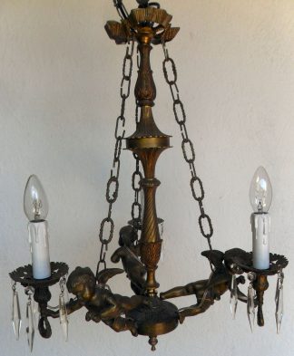 3 arm antique Victorian cherub chandelier