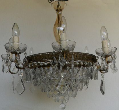8 arm vintage brass chandelier with leaves